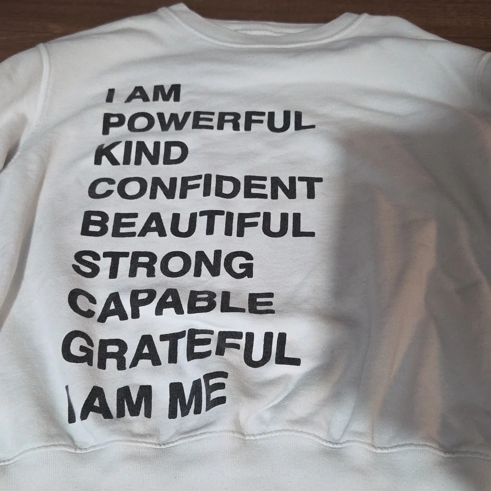 Anine Bing White Crewneck Sweater with Black Text